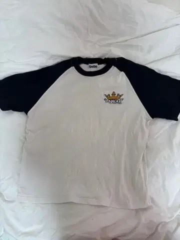 gogo 래글런 슬리브 티셔츠 화이트/블랙