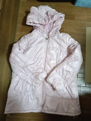 핑크 다운 자켓 L 사이즈 후드 부착