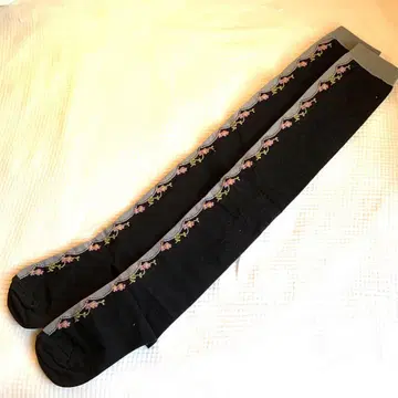 미사용 제인 마플 양말 롱 기장 삭스 꽃무늬