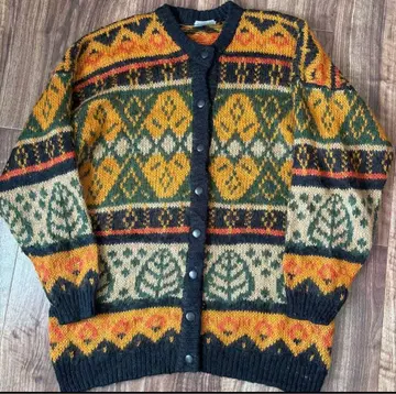 유로 유럽 구제 의류 90s 모헤어 니트 가디건 스웨터 올 패턴