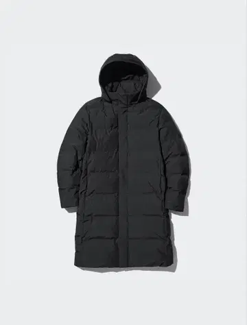 유니클로 심리스 다운 코트 블랙 XL