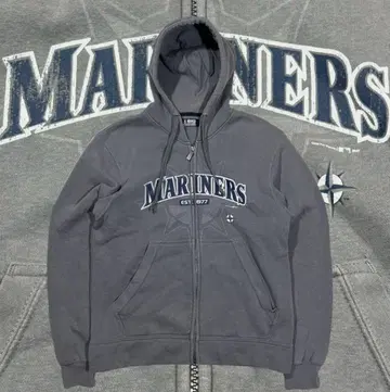 마리너스 지퍼 후드티 y2k 페어리 그런지 차콜 그레이 짧은 기장