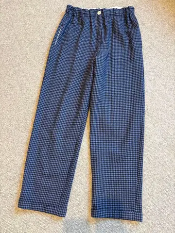 ALYSI 네이비 체크 무늬 캐주얼 팬츠