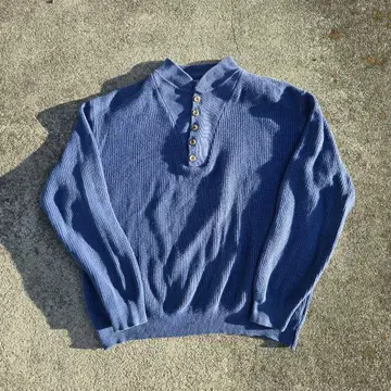 80s90s 엘엘빈 코튼 니트 USA제 L 헨리넥