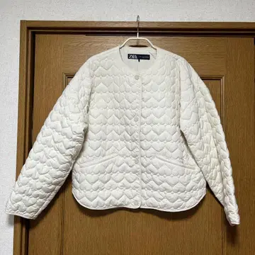 ZARA 하트 무늬 퀼팅 자켓 화이트 S