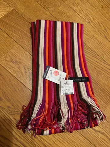 Knitting Inn 멀티 컬러 스트라이프 머플러