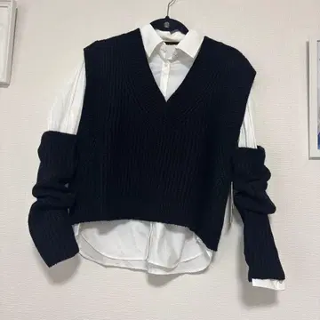 택 포함 미사용 새상품 SNIDEL 디자인 셔츠 콤비 암워머