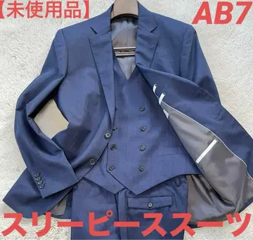 [ 미사용 ] 수트 셋업 쓰리피스 수트 네이비 체크