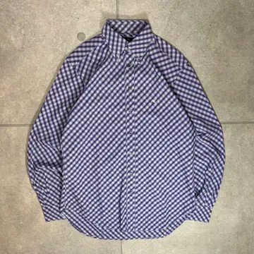 ETRO 긴팔 셔츠 이탈리아제 BD 자수 체크 올 패턴 코튼 넓은 옷깃