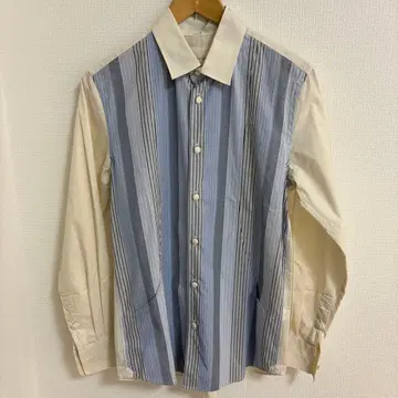 [ 미사용 새상품 ] merph 파랑과 화이트 스트라이프 긴팔 셔츠
