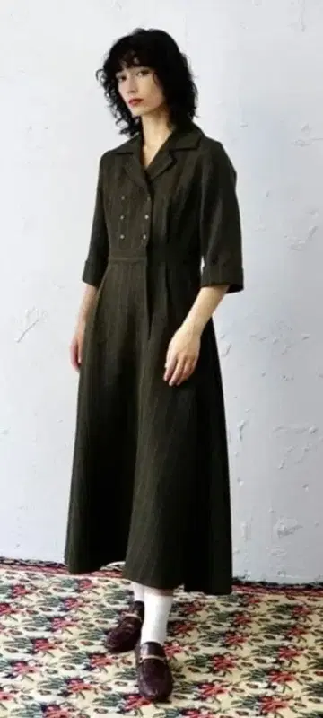 foufou 오픈 카라 헤링본 원피스 M