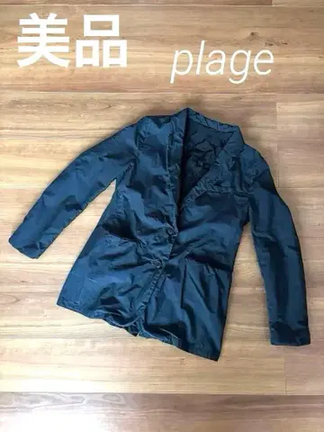 plage 여성용 다크 네이비 테일러드 자켓 주름 가공