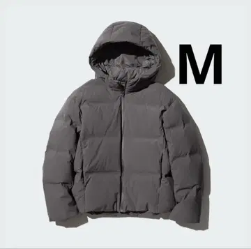 유니클로 심리스 다운 후드티 그레이 M 사이즈