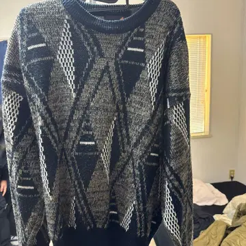 스페갈 기하학 패턴 니트 스웨터 L