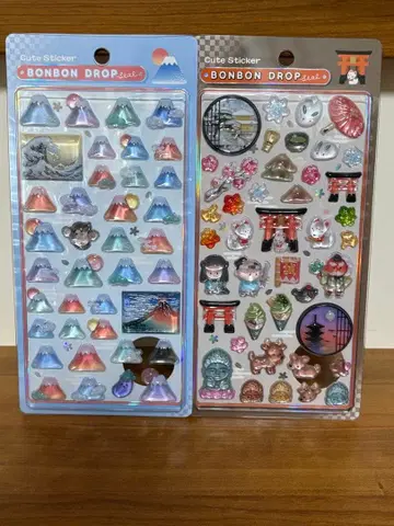 새상품 미사용 모자 꽁지 드롭 씰 후지산 & 교토 사계절 패턴