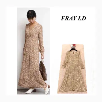 FRAY I.D 플라워 프린트 원피스 긴팔 브라운 꽃무늬