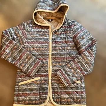 라벤햄 기하학 패턴 후드 부착 퀼팅 자켓 38