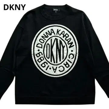 DKNY 다나카란 골드 자수 로고 니트 긴팔 블랙 M