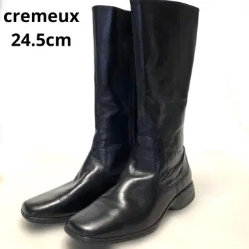 cremeux 크레뮤 블랙 롱 부츠 낮은 힐 24.5cm 중고