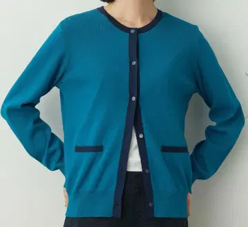 [ 새상품 ] 니트 긴팔 블루그린 가디건