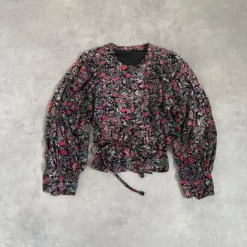 빈티지 꽃무늬 노카라 자켓 올 패턴 쇼와 레트로