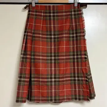 [ 오닐 오브 더블린 ] 오렌지 체크 무늬 플리츠 스커트