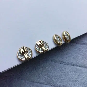 NINA RICCI 귀찌 골드 계열 클립 큐빅 2점