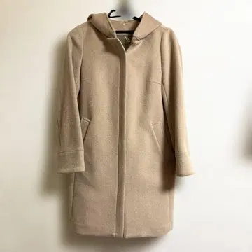 Simplicite 후드 부착 울 코트 노카라 코트