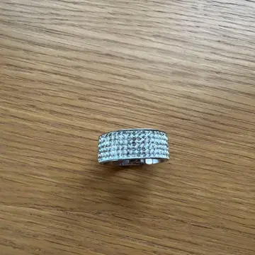 크리스탈 장식 실버 반지