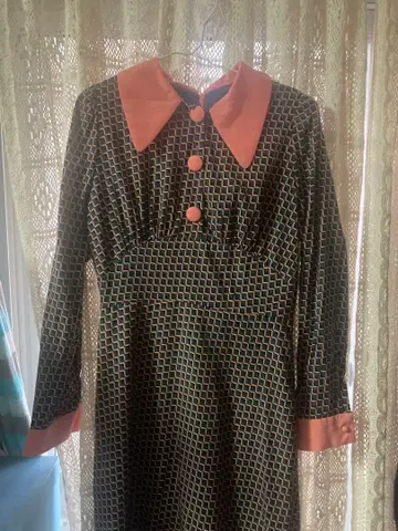 쇼와 레트로 원피스 기하학 패턴 구제 의류