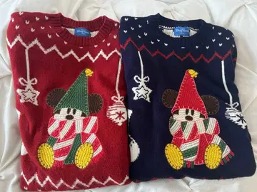 미키마우스 패턴 긴팔 스웨터 2가지 색상 세트