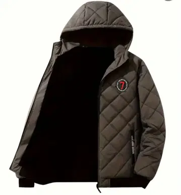 방한 퀼팅 후드 부착 자켓 4L 5L XXXL 카키