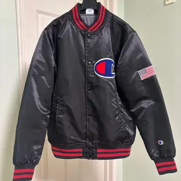 [레어] Champion 블랙 바시티 자켓 S