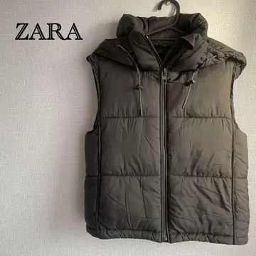 [ 자라 ] ZARA 다운 베스트 후드 부착 블랙(XS)