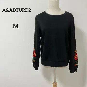 구제 의류 A&ADTURD2 블랙 여성용 자수 긴팔 트레이닝복/니트 M