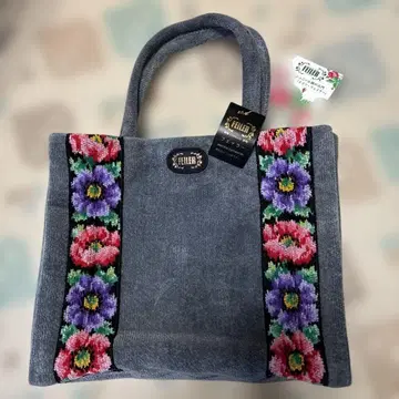 새상품! FEILER 꽃무늬 자수 토트백 그레이