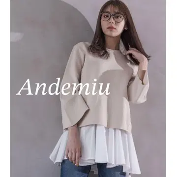 [컨디션 최상] Andemiu 사이드 슬릿 니트 아이보리 루즈핏 상의