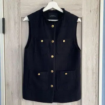 트위드 베스트 그린 라벨 릴랙싱 골드 버튼