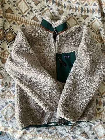 patagonia 플리스 자켓 S 베이지/그린
