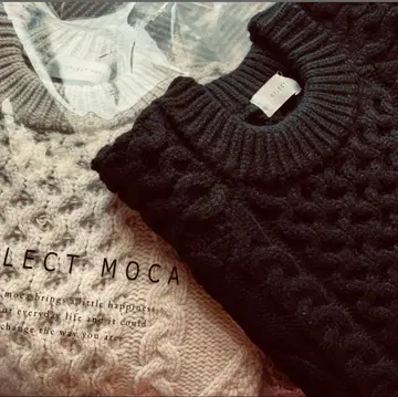 SELECT MOCA 빈티지 케이블 니트 아이보리 블랙 2