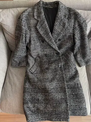 Mila Owen 울 혼방 트위드 롱 코트 글렌체크