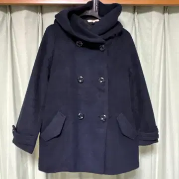 OZOC 코트 네이비 후드 부착