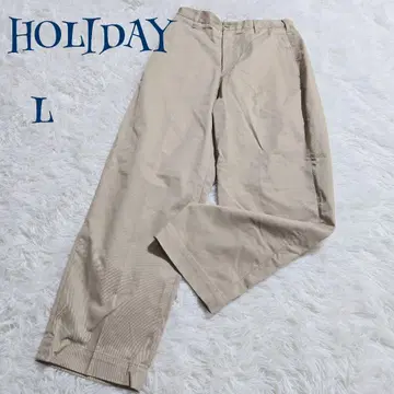 [ 홀리데이 ] 체형 커버 심플 와이드 치노 팬츠 L 무지 오피스 업무