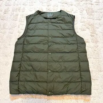 [ MUJI ] 무인양품 카키 노카라 다운 베스트