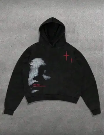 스트릿 러쉬 크롭 후드티 블랙