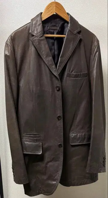 타카큐 브라운 가죽 싱글 버튼 자켓 M 사이즈
