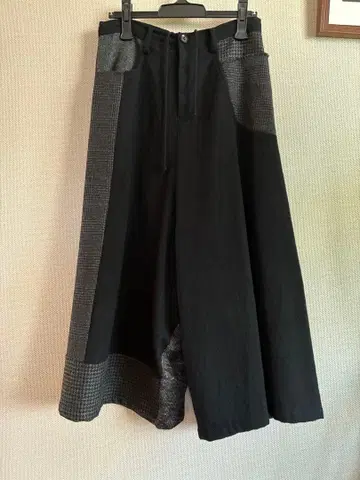 y's 패치워크 디자인 사루엘 팬츠 블랙