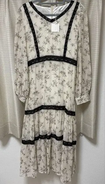 레트로 플라워 롱 원피스 베이지