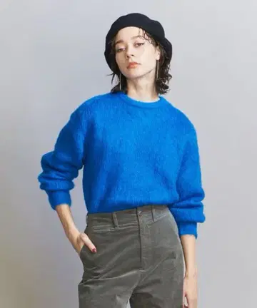 모헤어 믹스 샤기 크루넥 니트 풀오버 ROYAL