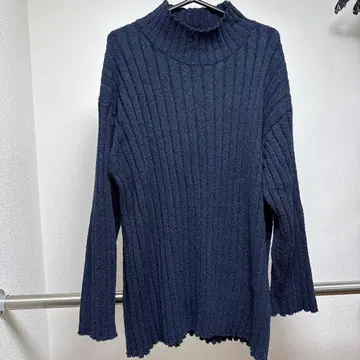 네이비 리브 터틀넥 세트